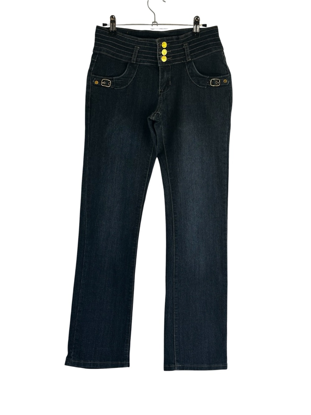 Queen Jeans Dark Wash Y2K Buckle Pocket Bootcut Jeans Size 7 Y2K Glam